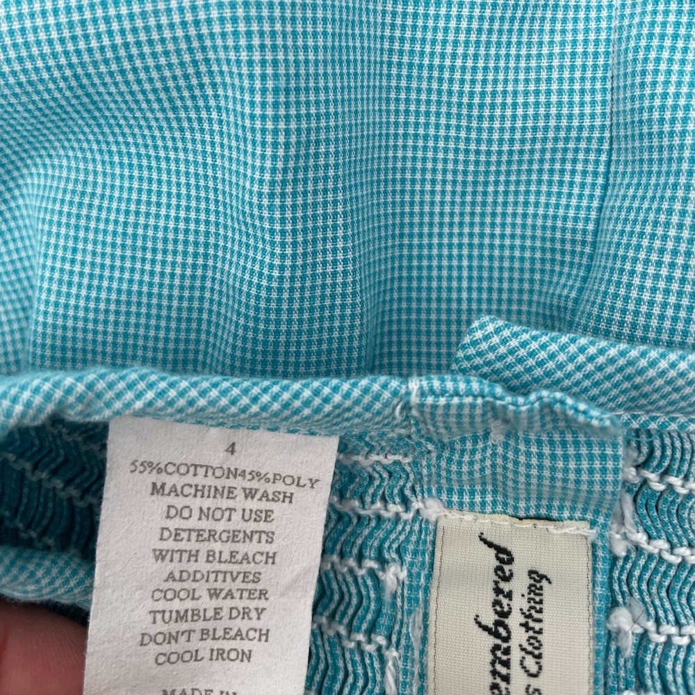 Amanda Remembered Smocked Dress Girls Size 4 Teal Purse Embroidery - Picture 4 of 6